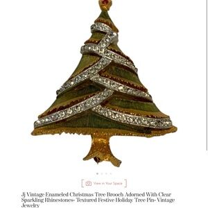 Vintage Christmas Tree Brooch with Rhinestones